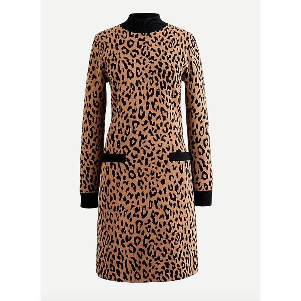 New Leopard Sweater Dress with Pockets
